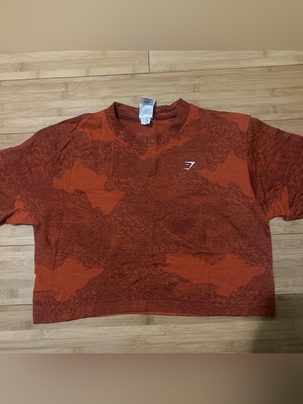 Gymshark Orange Camo Seamless Crop Tee